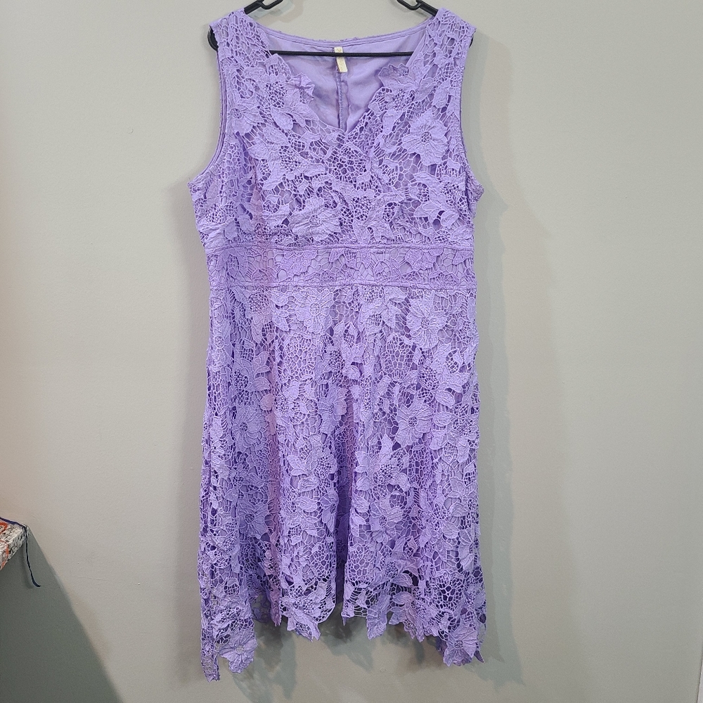 Gorgeous Kimilily Lavender Lace Fit in Flare Dress